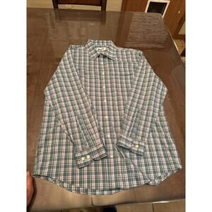 Duluth Shirt Mens L Tall Green Check Relaxed Button Up Long Sleeve Trail Outdoor